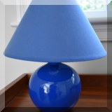 D031. Blue ceramic lamp. 12”h - $10 